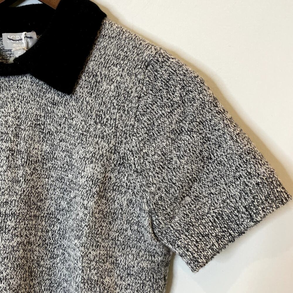 J.Crew Marled Cashmere Sweater Tee Short Sleeve Polo Luxury CG789 Black Grey XS - Picture 5 of 15